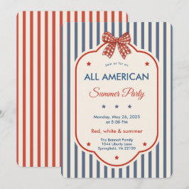 Convite de festa de verão Vintage Americana