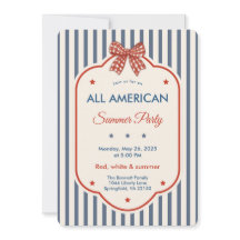 Convite de festa de verão Vintage Americana