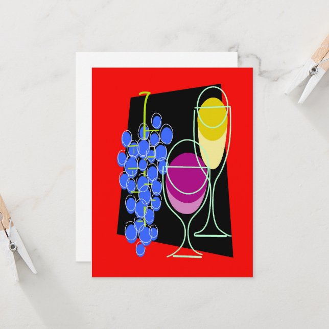 Convite de festa de vinho, adicionar texto de ediç (Frente/Verso In Situ)