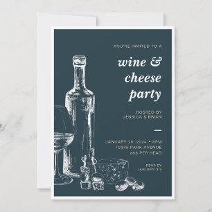 Convite de festa de vinho e queijo para qualquer o