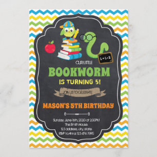 Convite de Festa de Volta às Aulas do bookWorm