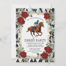 Convite de festa Derby elegante com I corrida de c