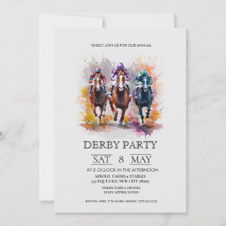 Convite de festa Derby elegante com I corrida de c