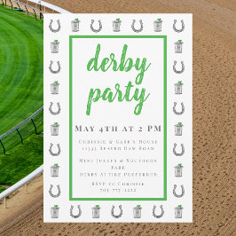 Convite de festa Derby Preppy com borda de Mint Ju