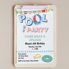 Convite de Festa Divertida na Piscina