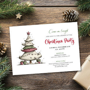 Convite de festa divertido árvore de Natal cartoon