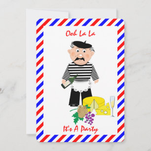 Convite de festa divertido com tema francês de que