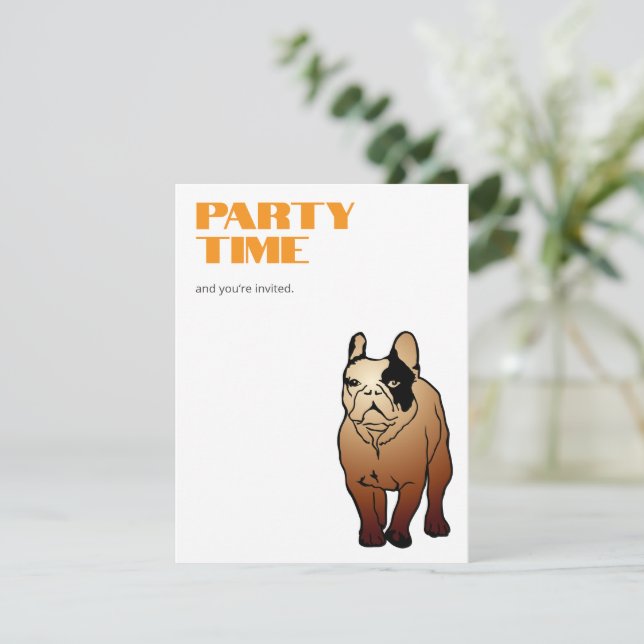 Convite de festa do Bulldog Francês (Em pé/Frente)