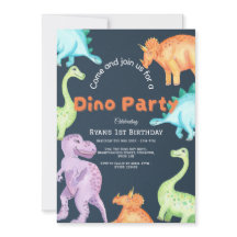 Convite de Festa do Dino para Meninos e Meninas