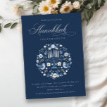 Convite de festa do Floral de Hanukkah Azul de Mar<br><div class="desc">Se precisar de mais alguma personalização,  por favor,  sinta-se à vontade para me enviar uma mensagem em yellowfebstudio@gmail.com.</div>