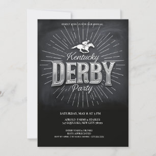 Convite de Festa do Kentucky Derby em Quadro Negro