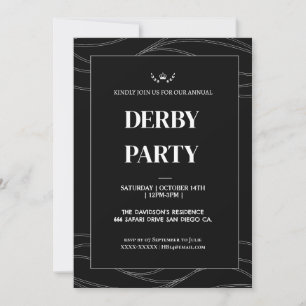 Convite de Festa do Kentucky Derby Preto e Branco