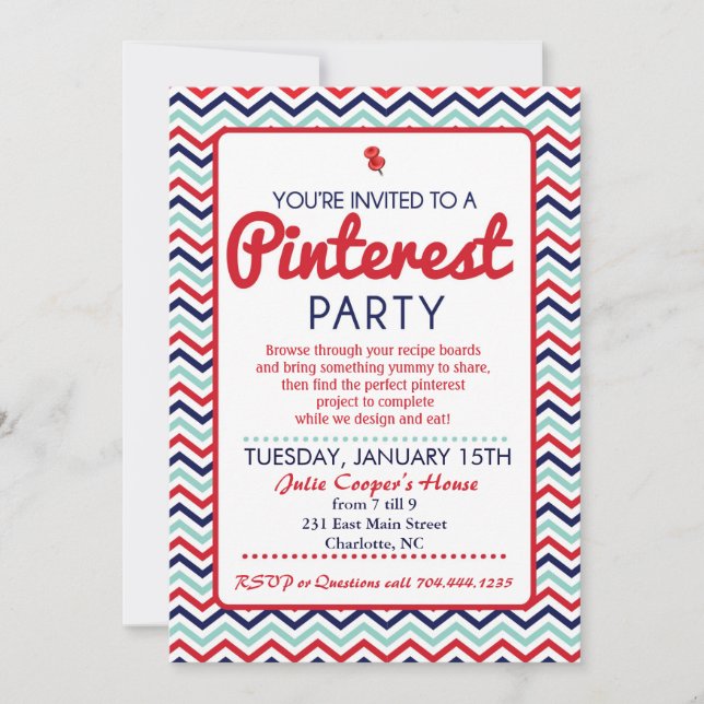 Convite de Festa do Pinterest (Frente)