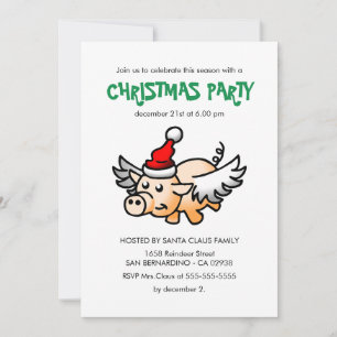 Convite de Festa do Porco de Natal Voador