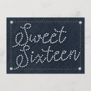Convite de Festa do Tipo SWEET 16 Denim & Diamonds