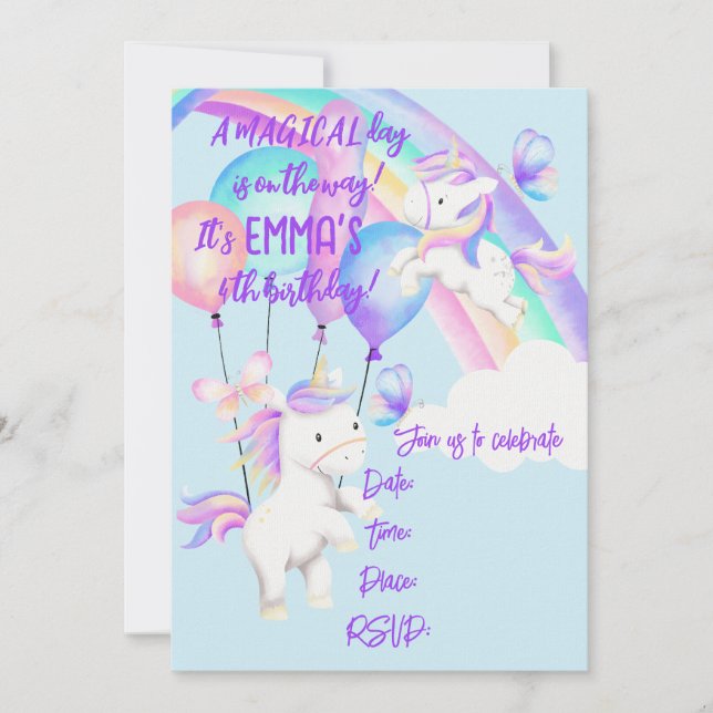 Convite de Festa do Unicórnio (Frente)