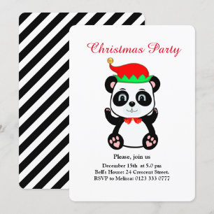 Convite de festa do urso panda do Natal em branco