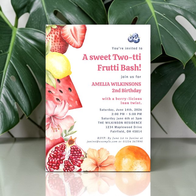 Convite de Festa Dois-em-Tis Aquarela de Frutas Tr (Criador carregado)