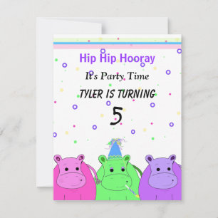 Convite de Festa dos Três Hipopótamos