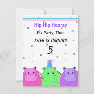 Convite de Festa dos Três Hipopótamos
