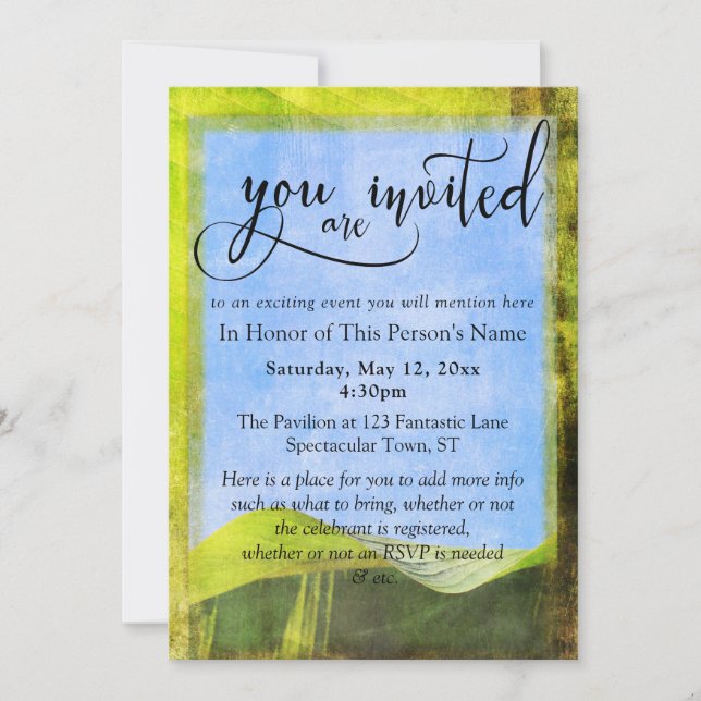 Convite de festa e evento Boho de folha de banana  (Frente)
