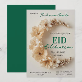 Convite de Festa Eid Crescente Floral Boho 