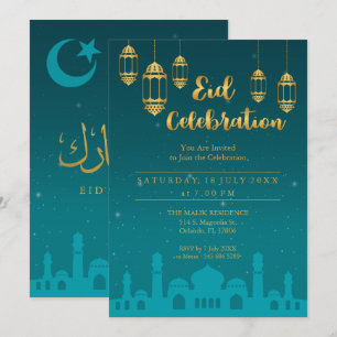 Convite de Festa Eid Mubarak Noite Estrelada