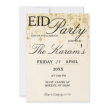 Convite de festa elegante Boho dourado para Eid