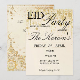 Convite de festa elegante Boho dourado para Eid