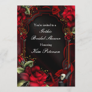 Convite de festa elegante glam gótico de rosas ver