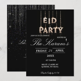 Convite de festa elegante preto moderno do Eid