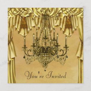 Convite de festa em ouro elegante Lustre de ouro