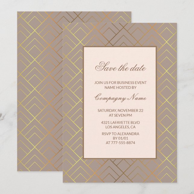 Convite de festa empresarial elegante salve a data (Frente/Verso)