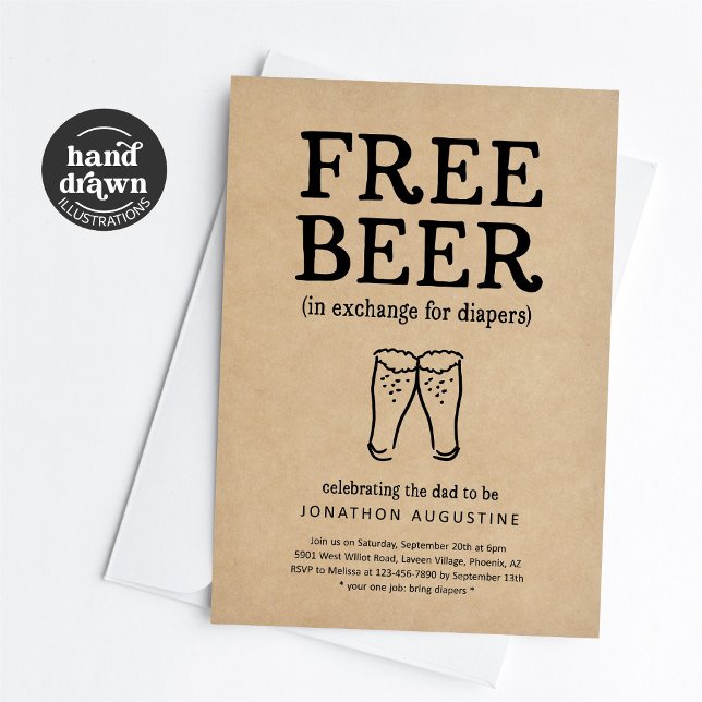 Convite de festa engraçado para fraldas com cervej (Criador carregado)