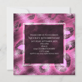 Convite de festa estampa de leopardo rosa Glamour