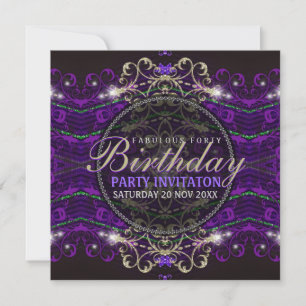 Convite de festa Fabuloso Lilás Goth Deco com Rend