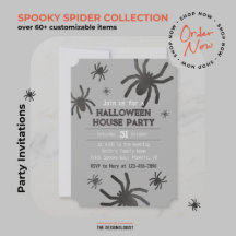 Convite de festa feliz Halloween Aranha Assustador