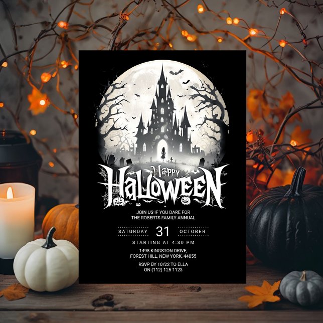 Convite de Festa Feliz Halloween | Castelo Assombr (Criador carregado)