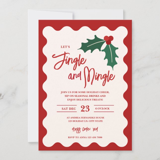 Convite de Festa Festiva de Natal Jingle Mingle (Frente)