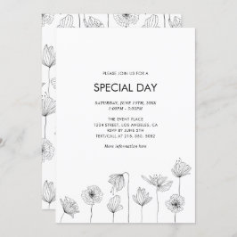 Convite de festa floral de papoula para todas as o