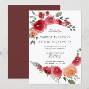 Convite de festa floral em aquarela rústica boho