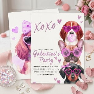 Convite de festa Galentine's Party com cachorro, a
