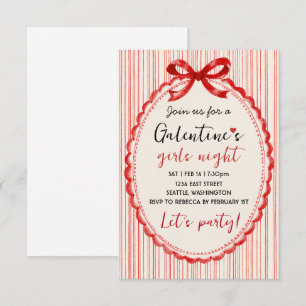 Convite de festa Galentines personalizado com laço