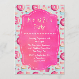 Convite de festa genérico de Macarons de Donut e C