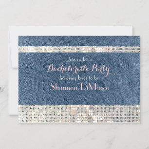 Convite de Festa Glam Glamour Denim Lantejoulas Br
