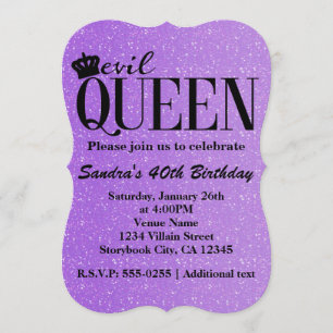 Convite de Festa Glam Glitter Roxo RAINHA MAU