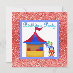 CONVITE DE FESTA GLITTER CIRCUS VERMELHO NOVO