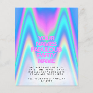 Convite de festa holográfico iridescente orçamento