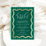 Convite de festa Hucks com listra verde ondulada<br><div class="desc">Este convite de festa conjunta de Hens & Bucks apresenta detalhes modernos de linha de onda curva em folha de ouro falso. Todo o texto é totalmente editável e pode ser personalizado para se adequar a qualquer evento. Para personalização mais avançada deste design,  basta selecionar o botão "Personalizar" acima.</div>