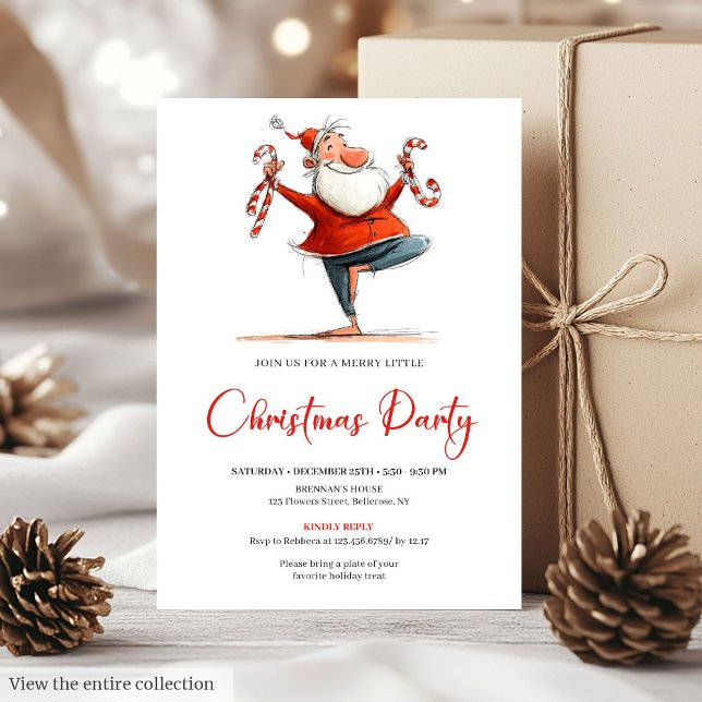 Convite de Festa Imprimível Divertido Papai Noel E (Quirky Santa Claus Funny Printable Party Invite)